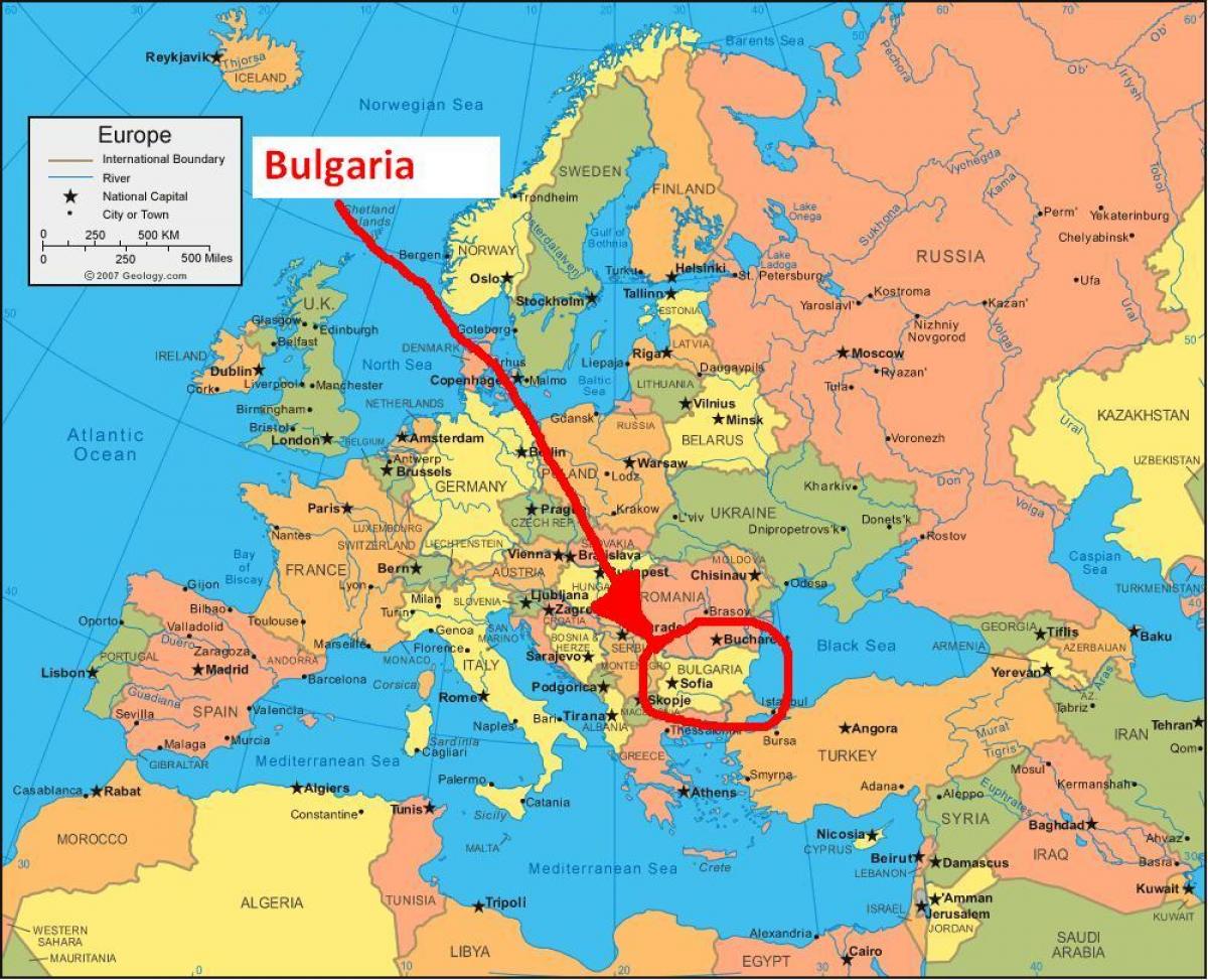 نقشہ بلغاریہ کے ارد گرد کے ممالک