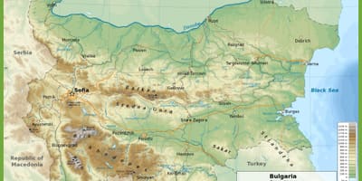 بلغاریہ topographic نقشہ